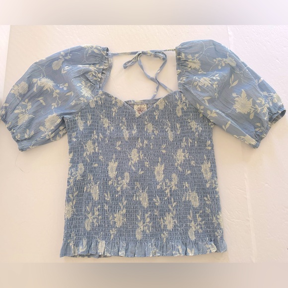 SELF ESTEEM || Light Blue Puff Sleeve Blouse. Sz. L - Picture 4 of 16